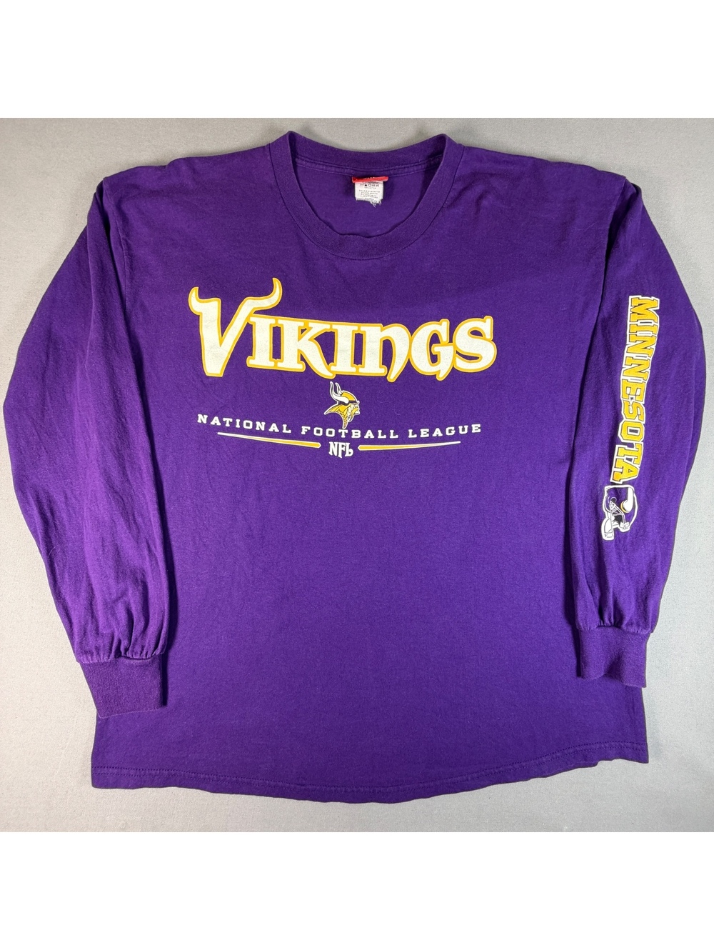 VTG Minnesota Vikings Shirt Mens XL Purple NFL Football Long Sleeve Graphic Tee